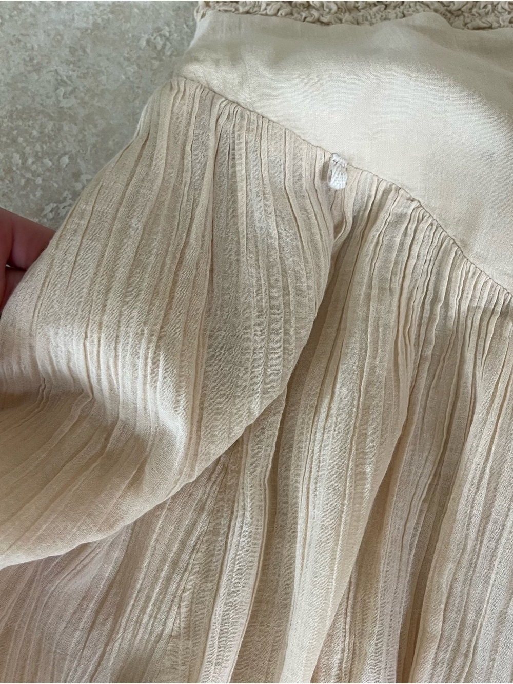 Free People Midi Dress Ivory Romantic Boho Festival Smocked Pockets Size S - Picture 9 of 10